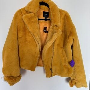 NWT Yellow fur Forever 21 Jacket